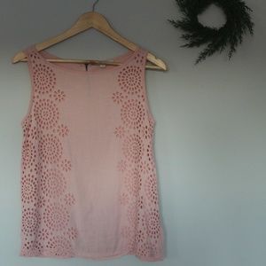 LOFT Tank with Floral Cutout Detail